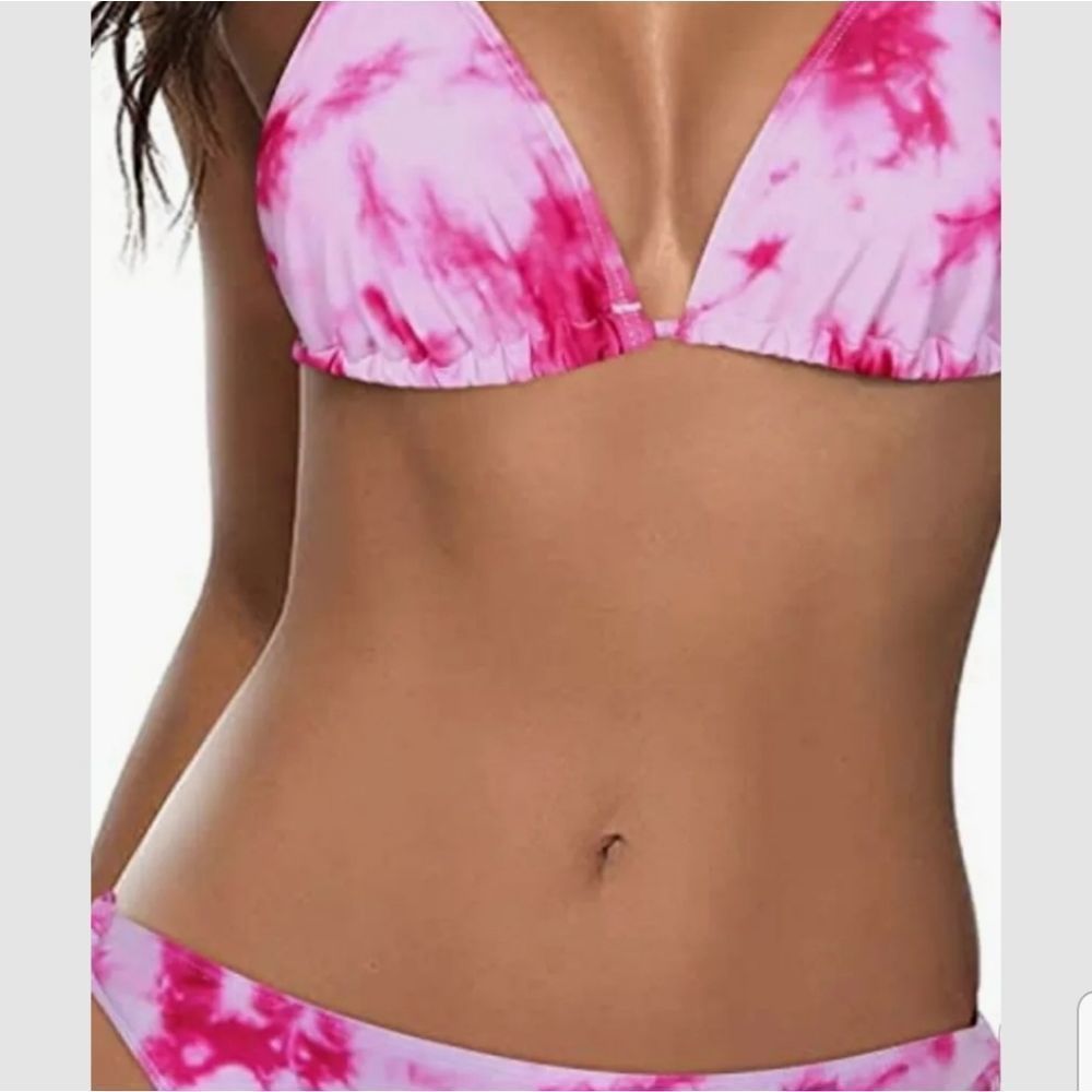 Pink & White Tyedye 2 Piece Bikini Set Swimwear,  New With Defects  Women's Sz.M